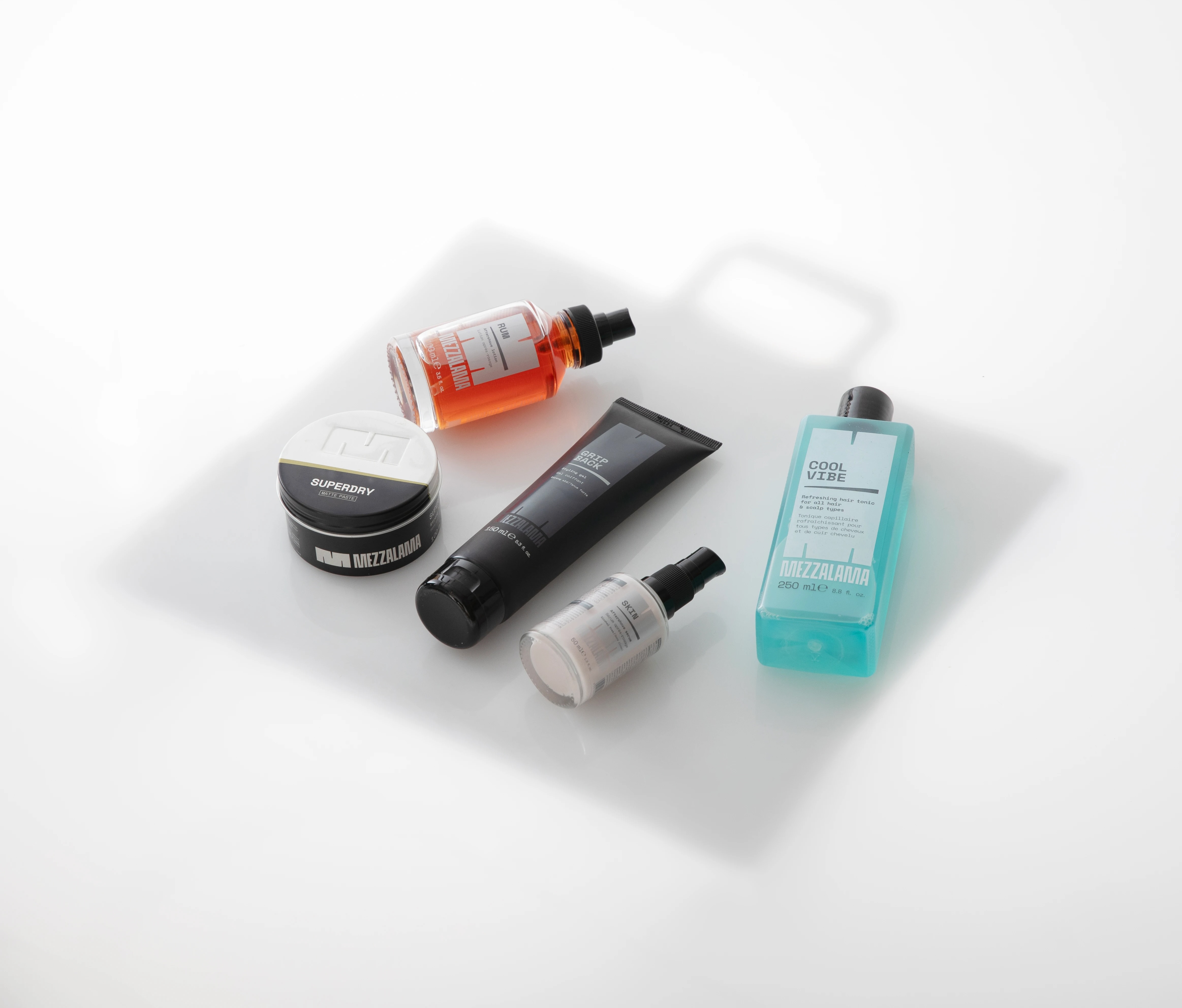 Full Mezzalama product range grouped by line, each with its own color code