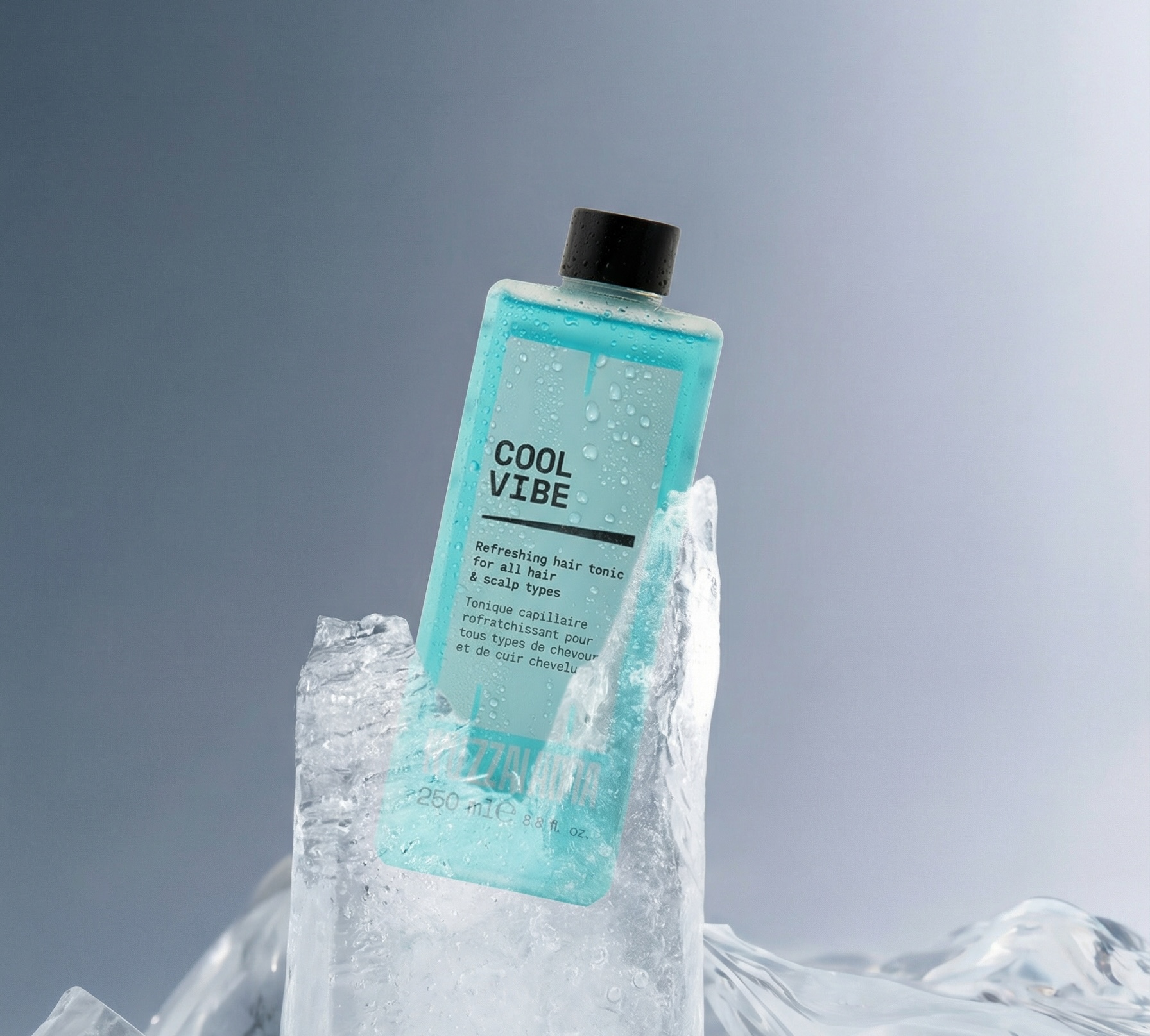 Mezzalama Cool Vibe hair tonic bottle set in ice